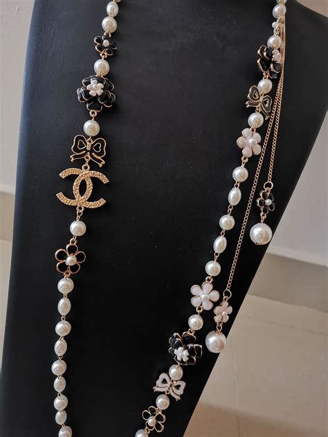 inspired chanel necklace|Chanel pearl necklaces for women.